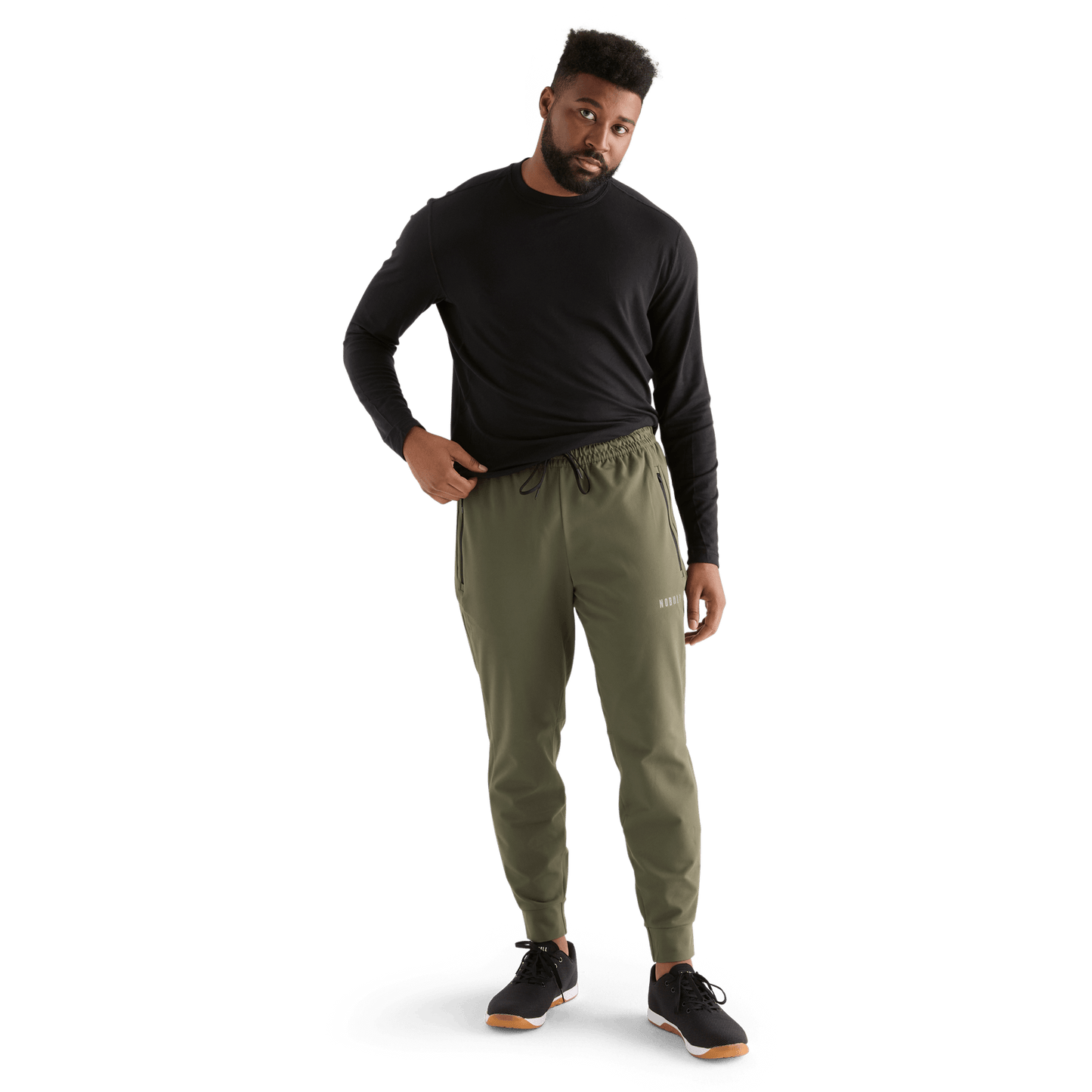 Men's Army Green Jogger Front Full Body Angle