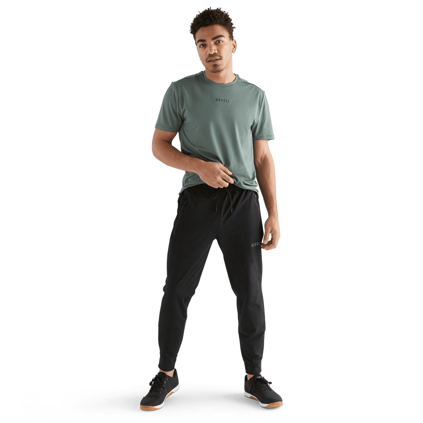 Men's Black Jogger Front Full Body Angle