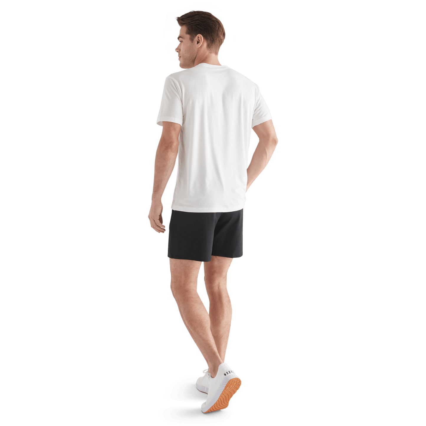 Men's Black Lightweight Knit Short 7" Back Full Body Angle