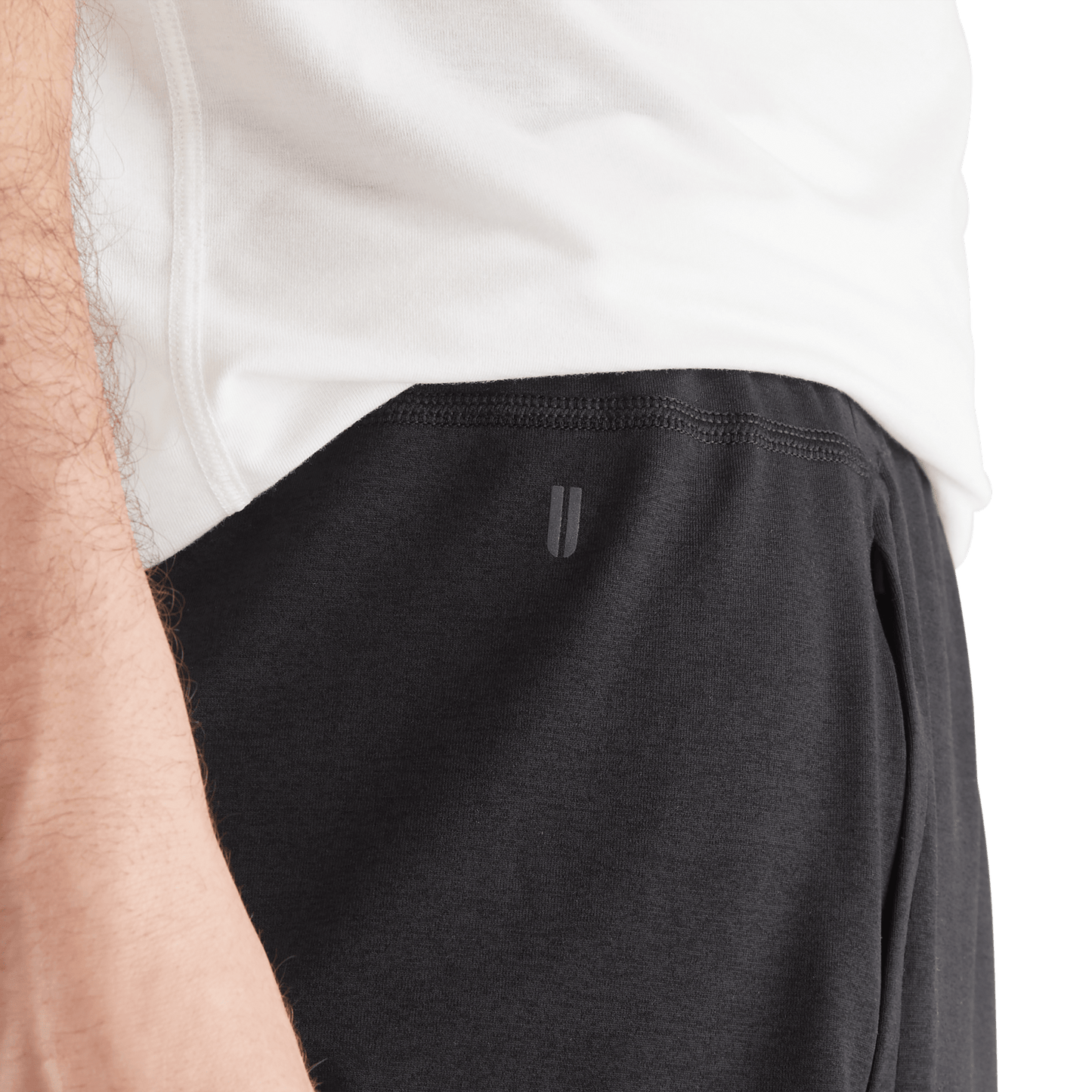 Men's Black Lightweight Knit Short 7" Logo Angle