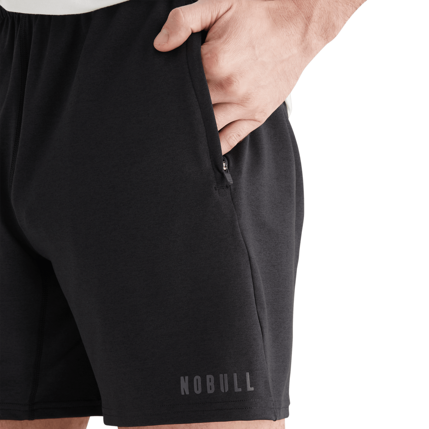Men's Black Lightweight Knit Short 7" Pocket Angle