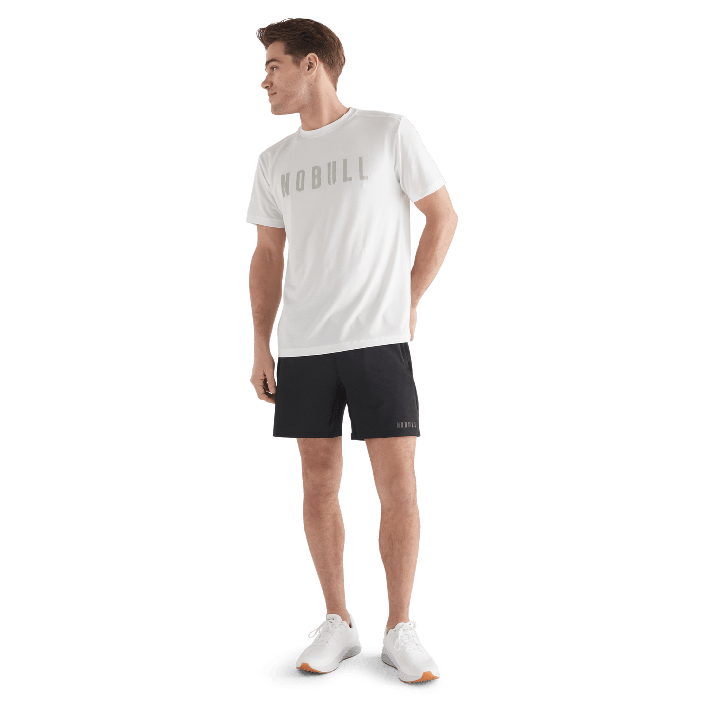 Men's Black Lightweight Knit Short 7" Front Full Body Angle