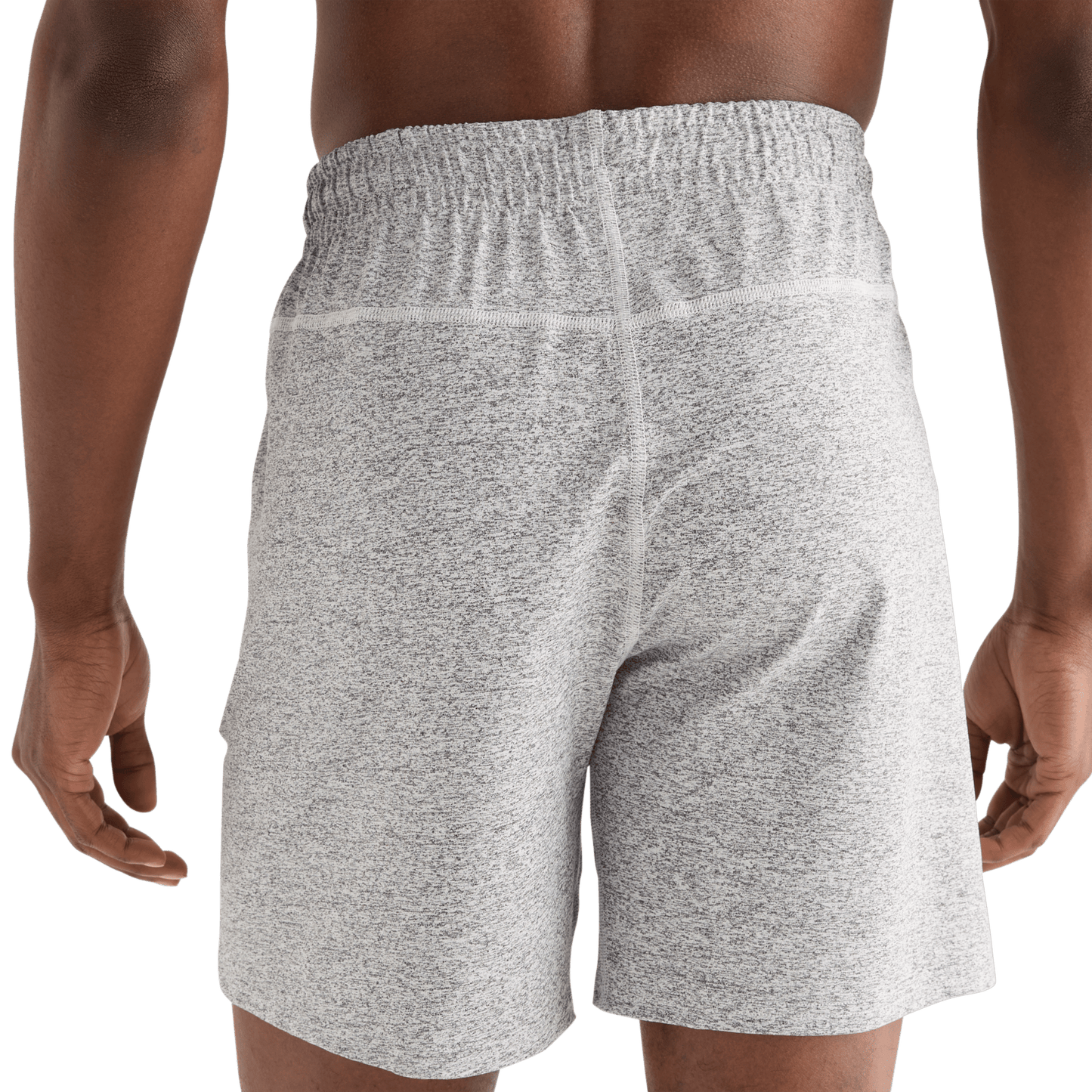 Men's White Heather Lightweight Knit Short 7" Back Angle
