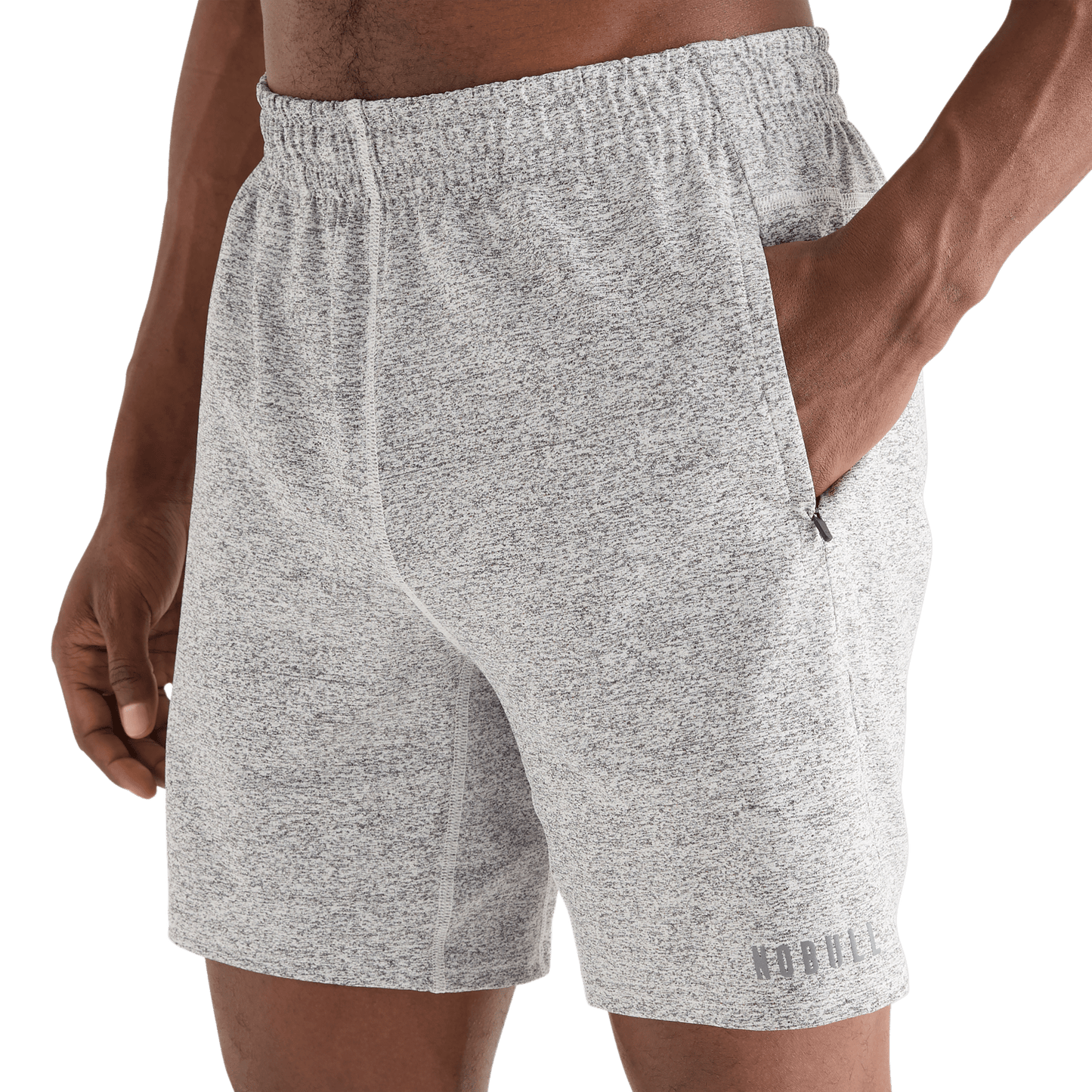 Men's White Heather Lightweight Knit Short 7" Front Angle