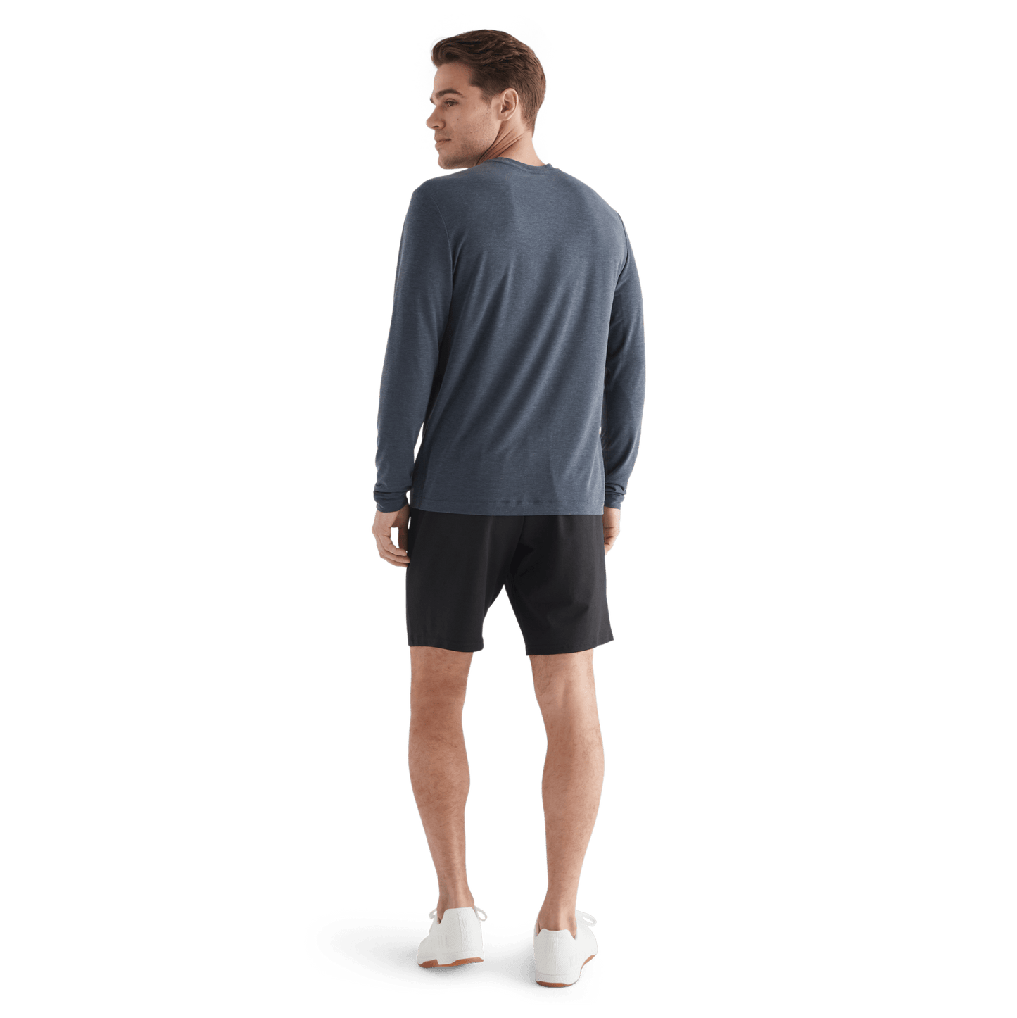 Men's Black Lightweight Knit Short 9" Back Full Body Angle