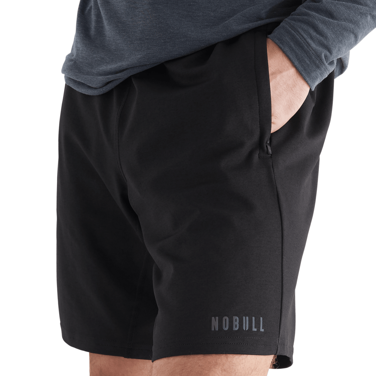 Men's Black Lightweight Knit Short 9" Pocket Angle