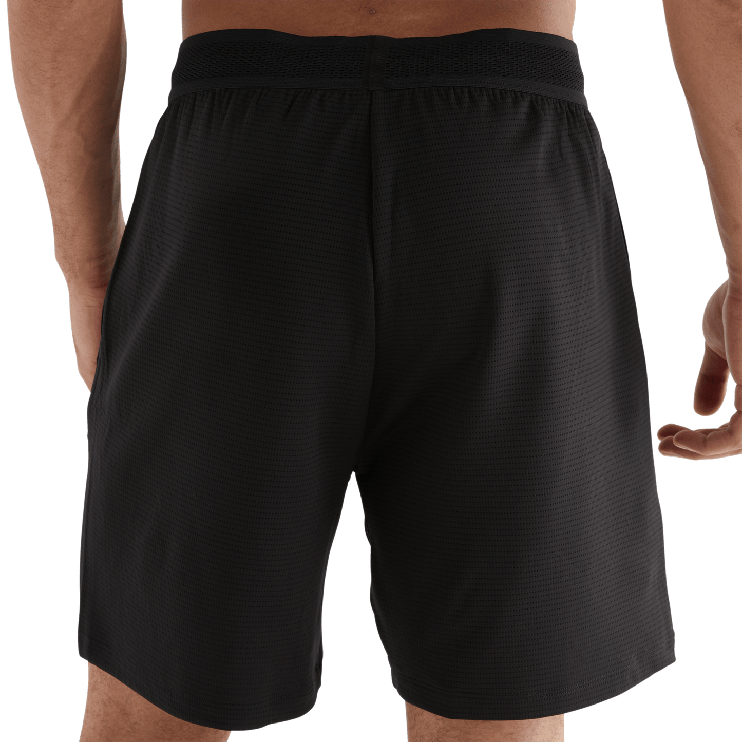 Men's Black Textured Knit Short 7" Back Angle