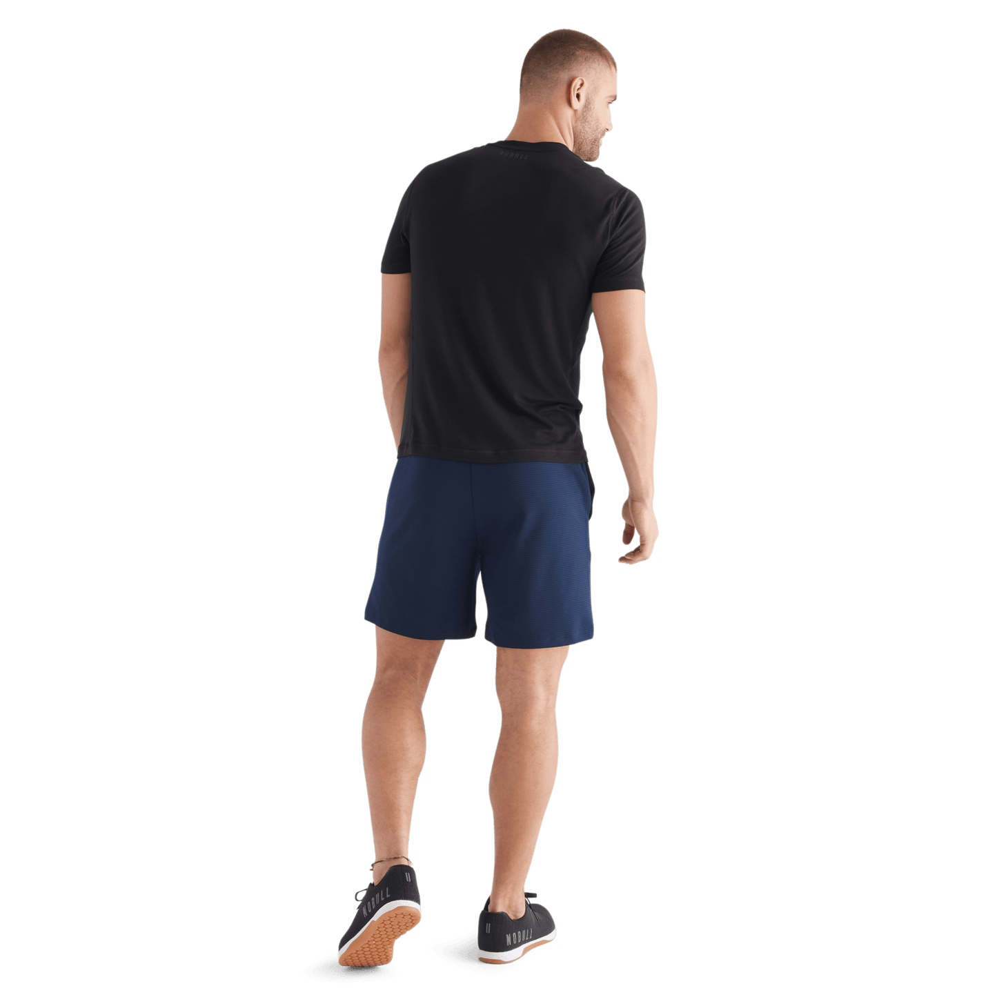 Men's Night Navy Textured Knit Short 7" Back Full Body Angle