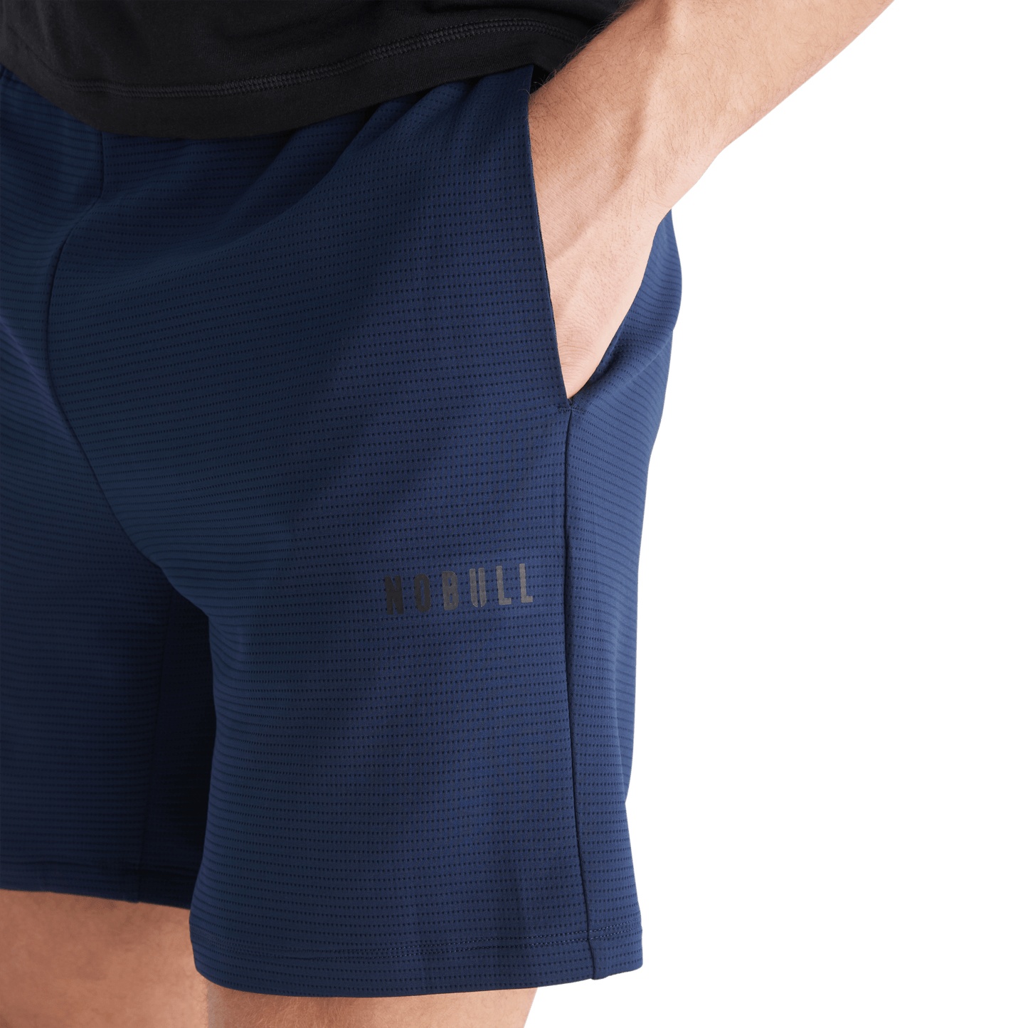 Men's Night Navy Textured Knit Short 7" Pocket Angle