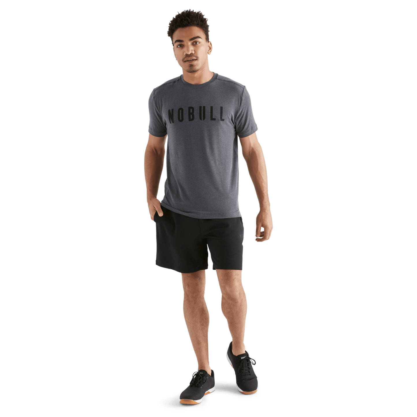Men's Charcoal NOBULL Tee Front Full Body Angle