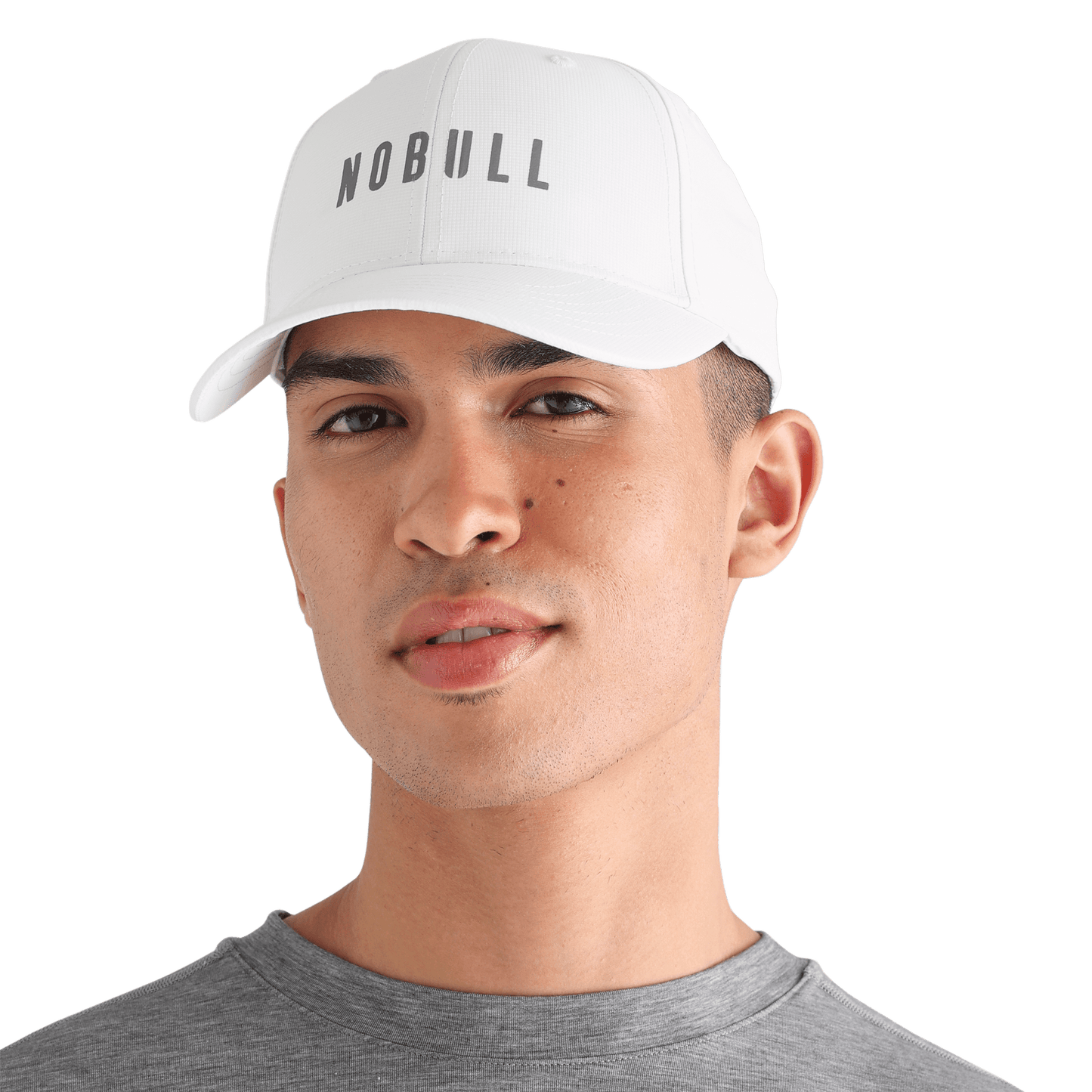 NOBULL Bright White Performance Hat Front Angle