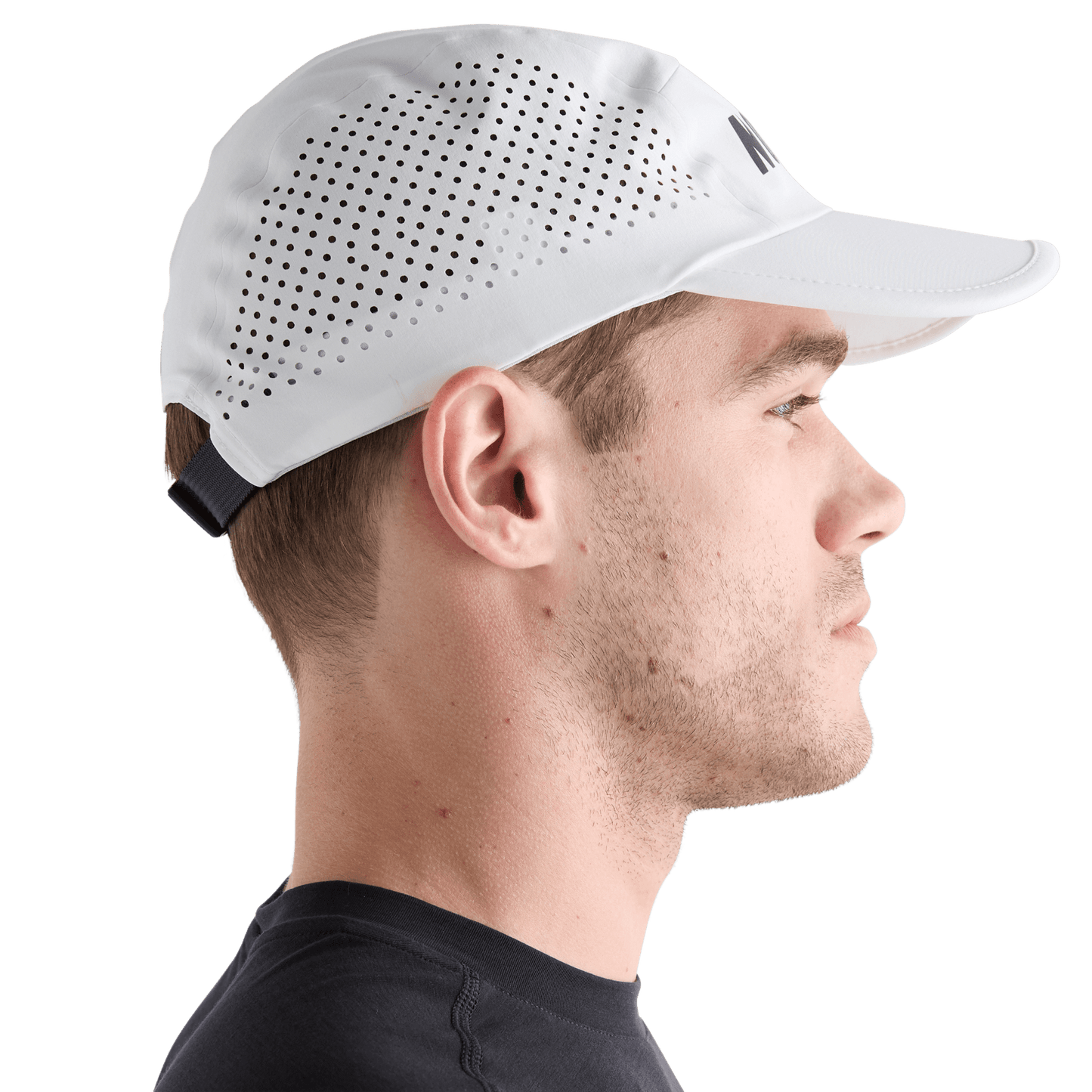White Running Hat Side Angle
