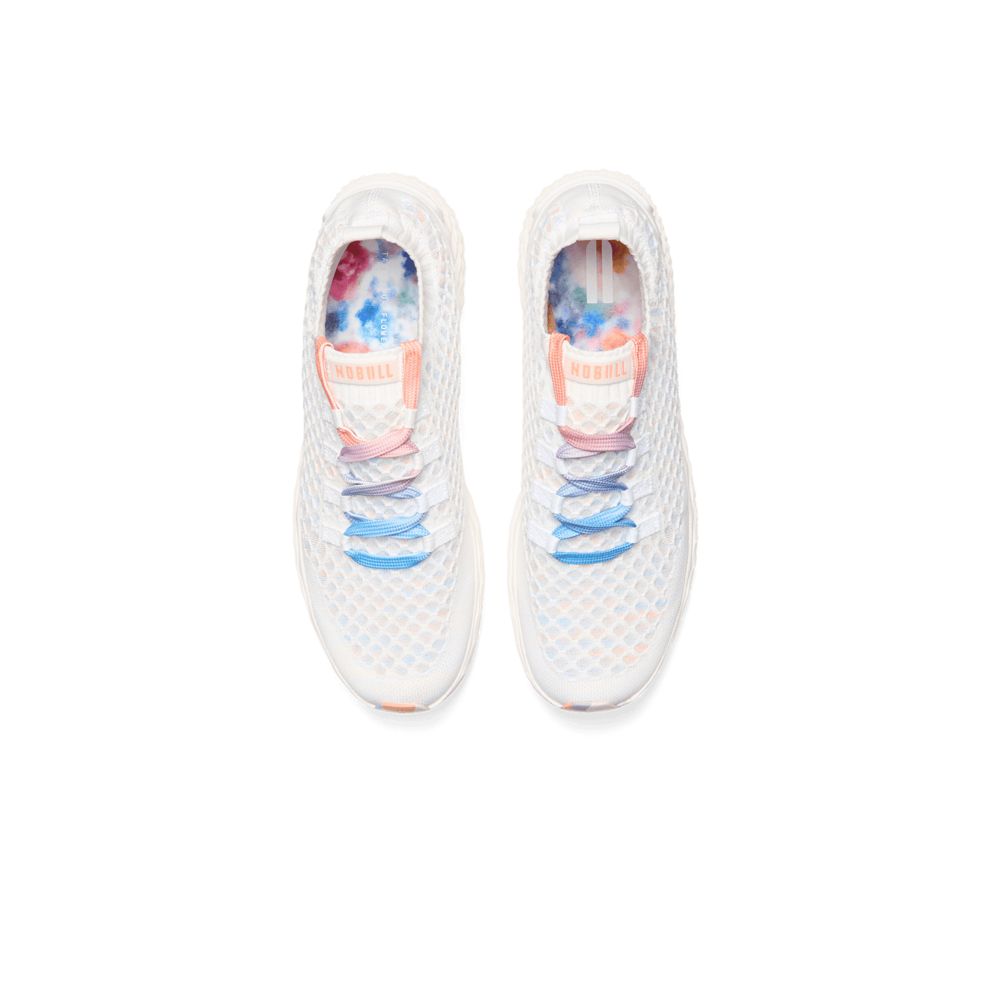 Men's White Peach Allday Knit Shoes Above Angle.