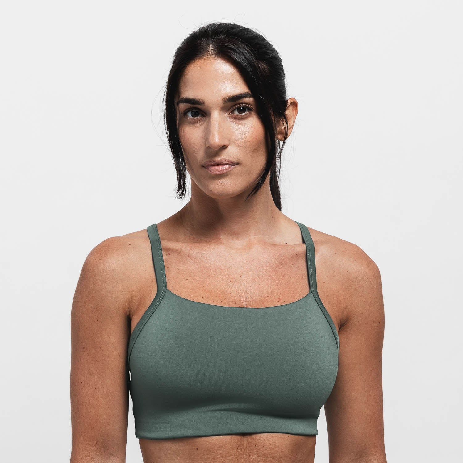 ASYOU knitted cross front bra top in green - part of a set