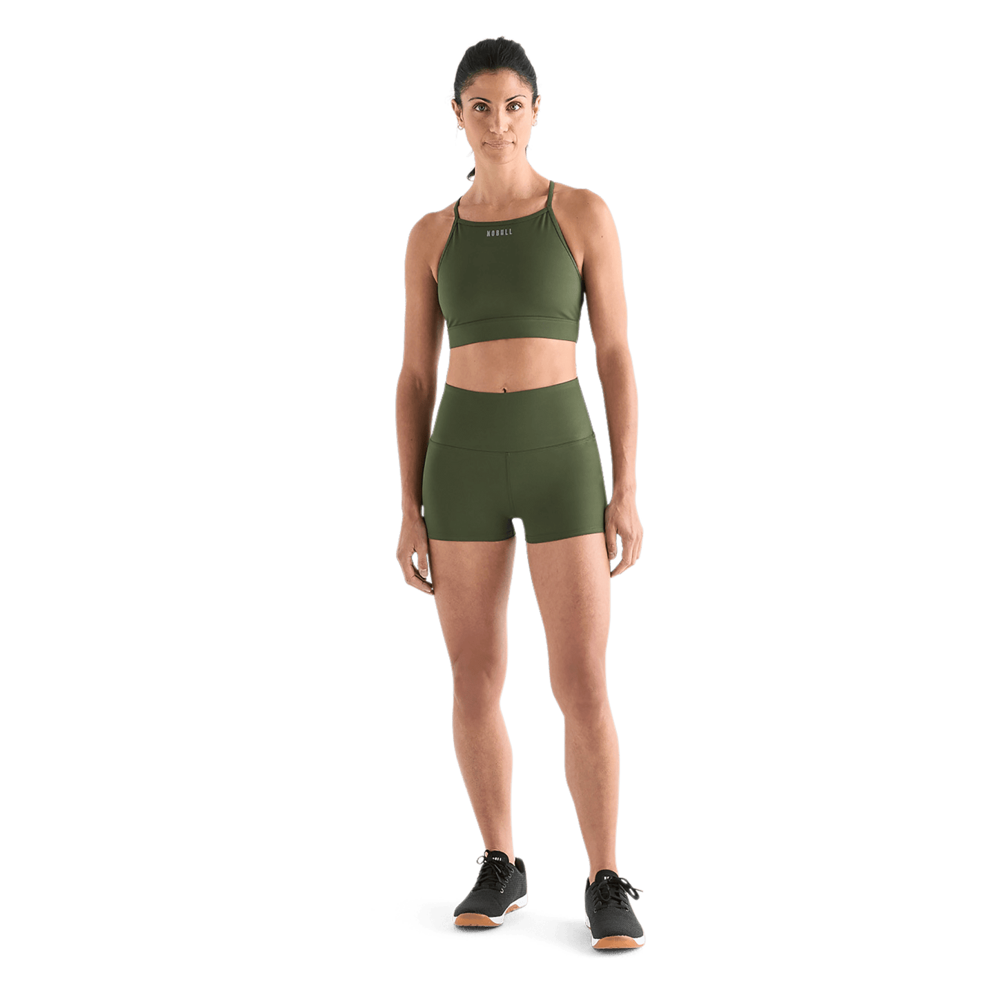 Women's Dark Army High-Rise Matte Short 2" Front Full Body Angle