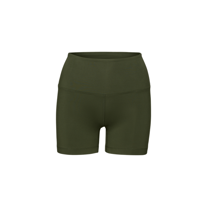 Women's Dark Army High-Rise Matte Short 4" Silhouette Angle