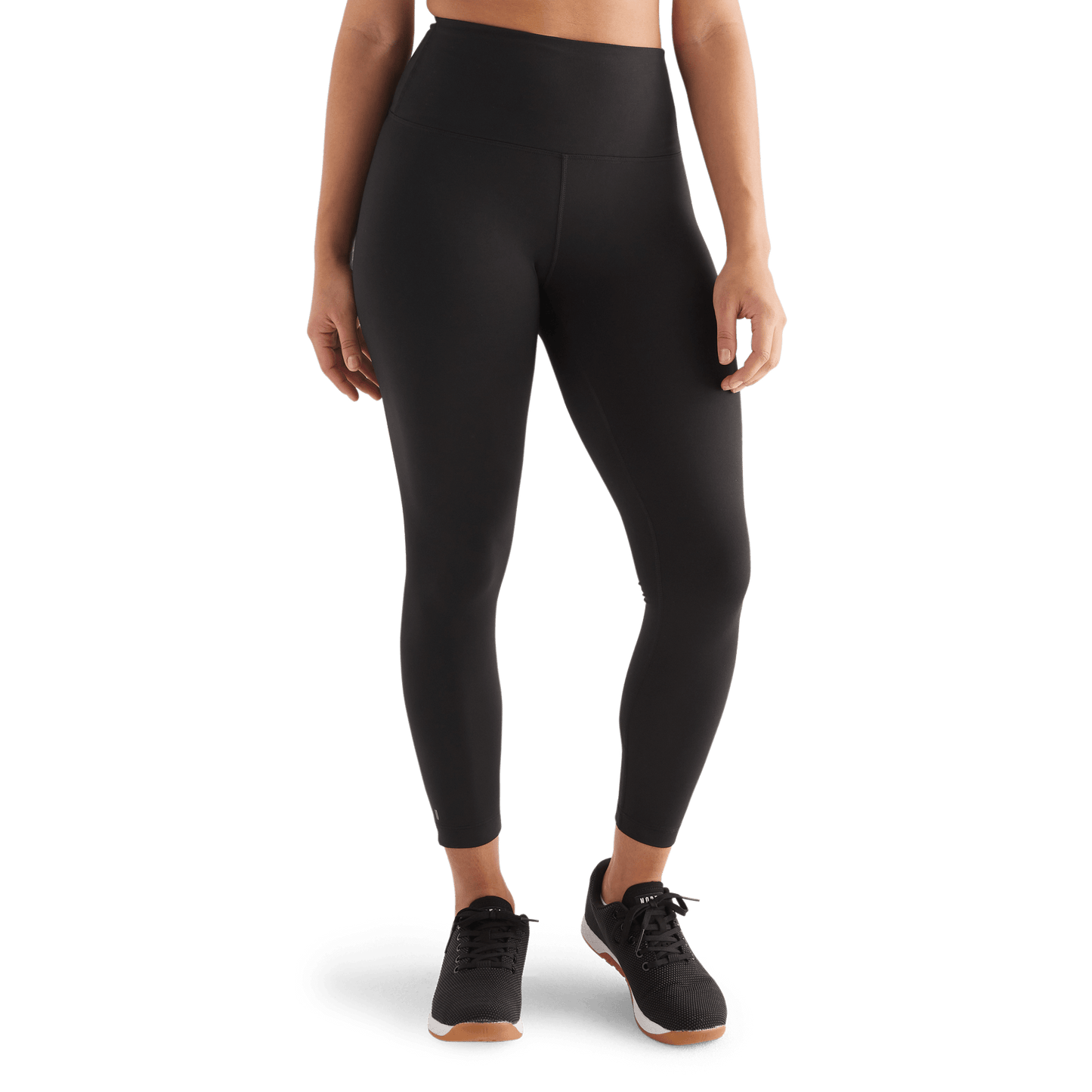 Women's Black Matte High-Rise Matte Tight 25" Front Angle