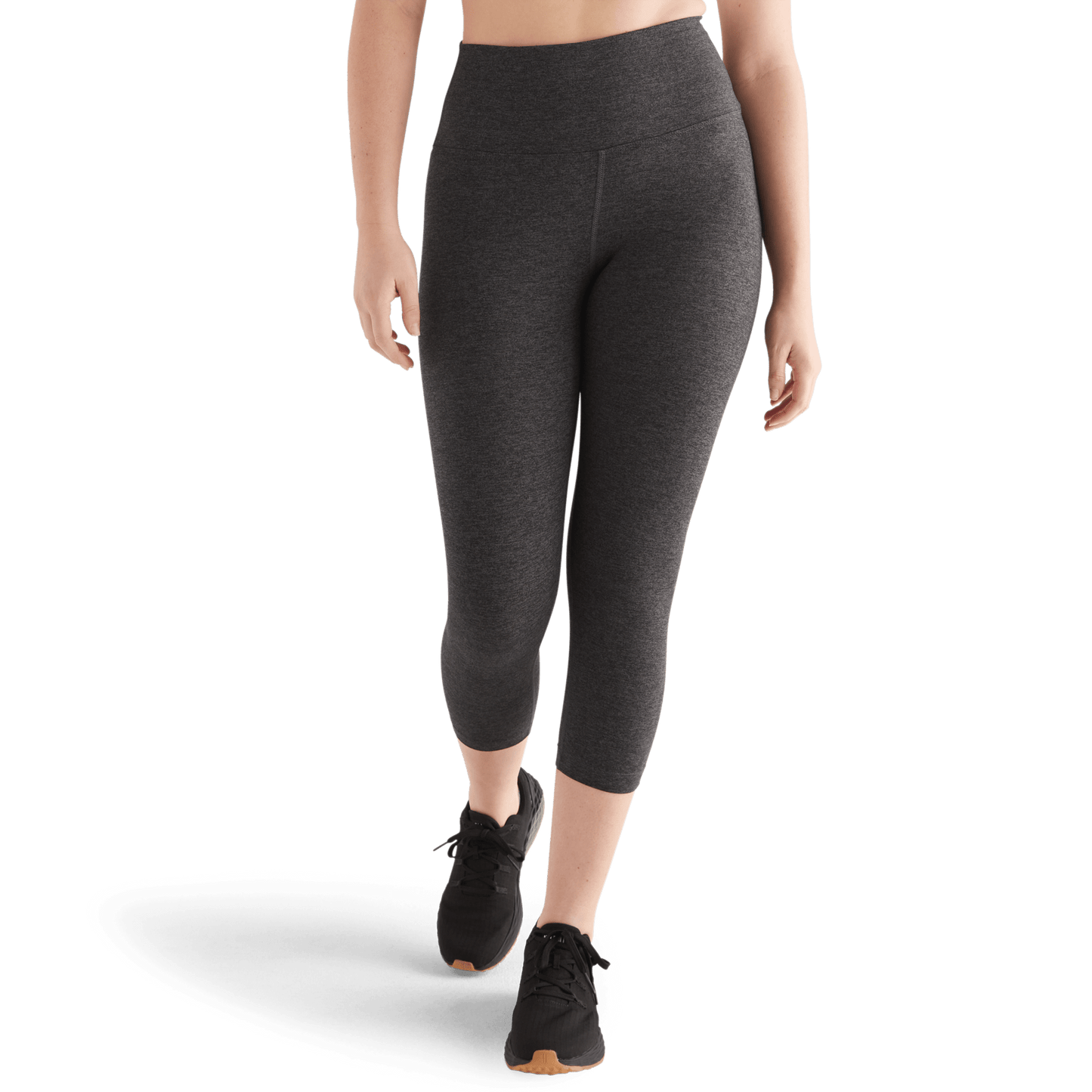 Women's Charcoal Heather Matte High-Rise Tight 21" Front Angle