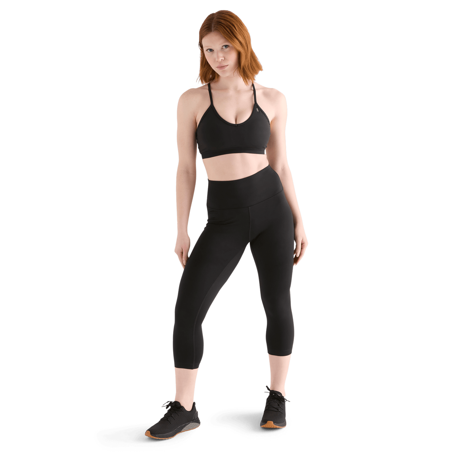 Women's Black High-Rise Matte Tight 21" Front Full Body Angle