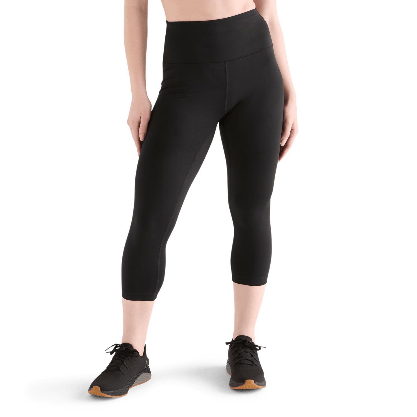 Women's Black High-Rise Matte Tight 21" Front Angle