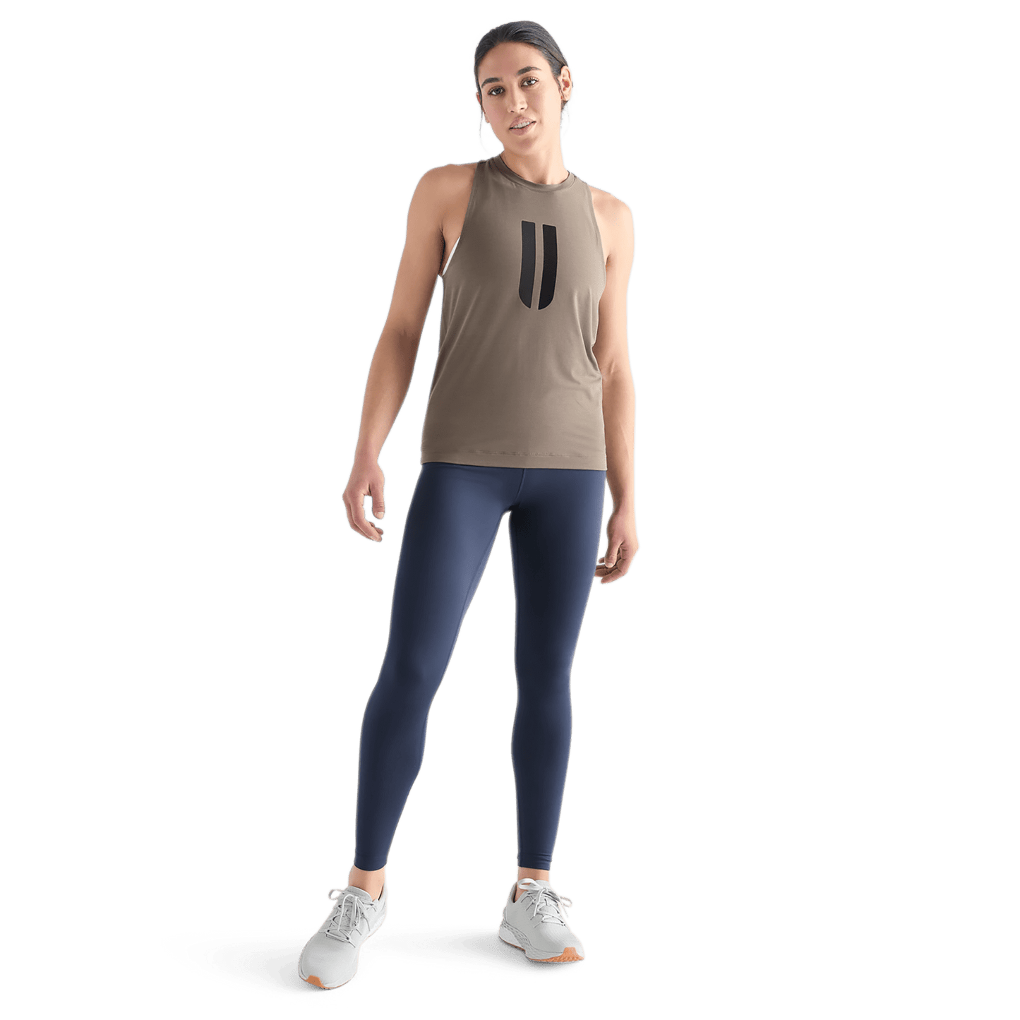 Women's Night Navy High-Rise Matte Tight 28" Front Full Body Angle