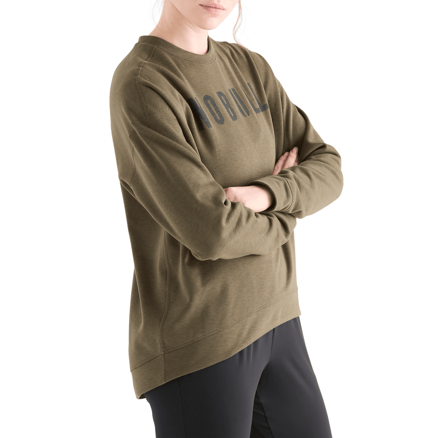 Women's Army Green NOBULL Crew Sweatshirt Side Angle
