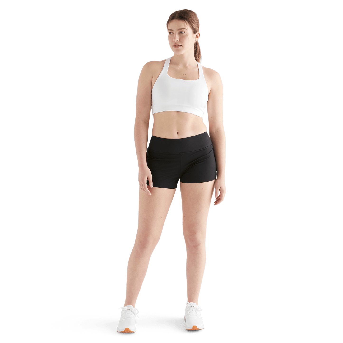 Women's Black Pace Short 3" Front Full Body Angle