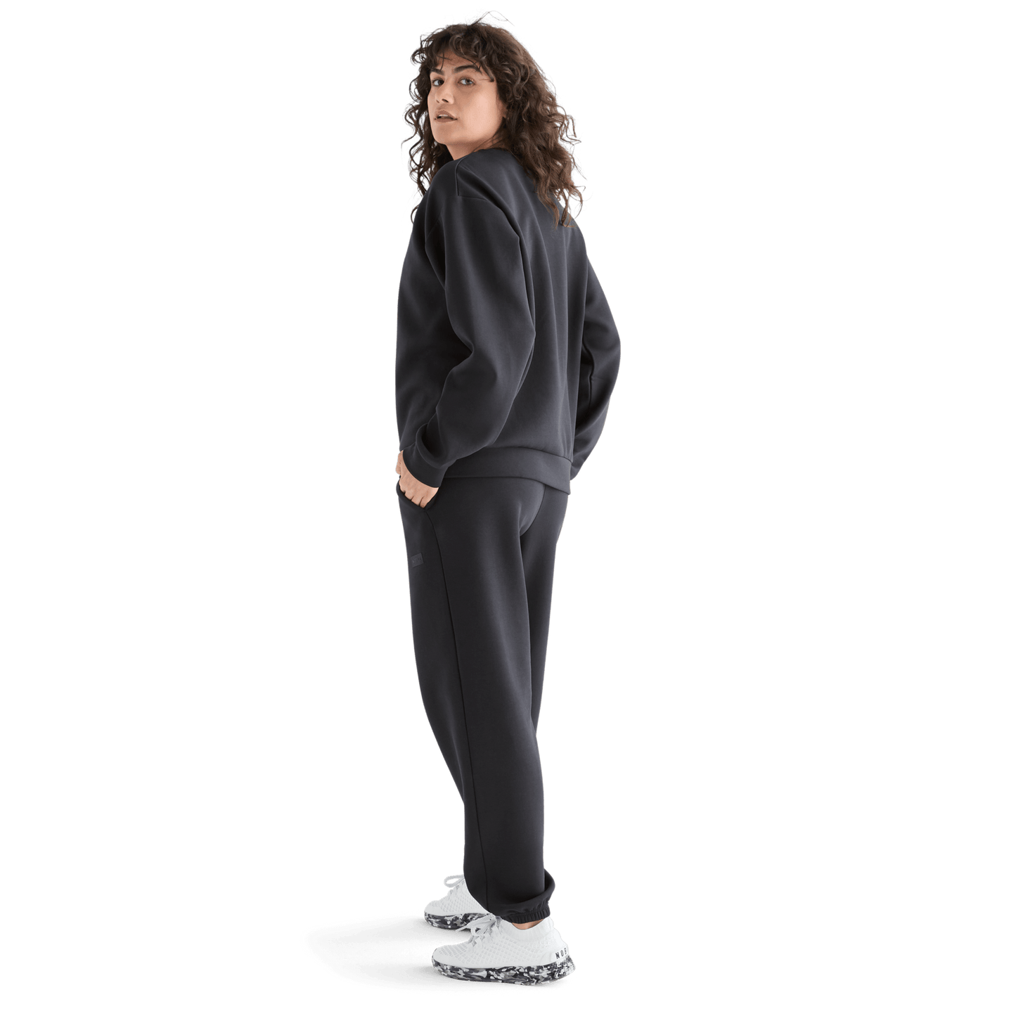 Women's Black Allday Elements Crew Back Full Body Angle