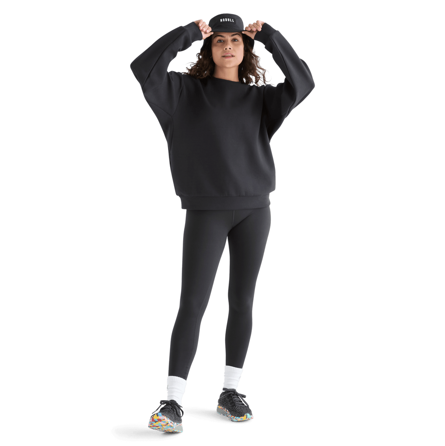 Women's Black Allday Elements Crew Front Full Body Angle