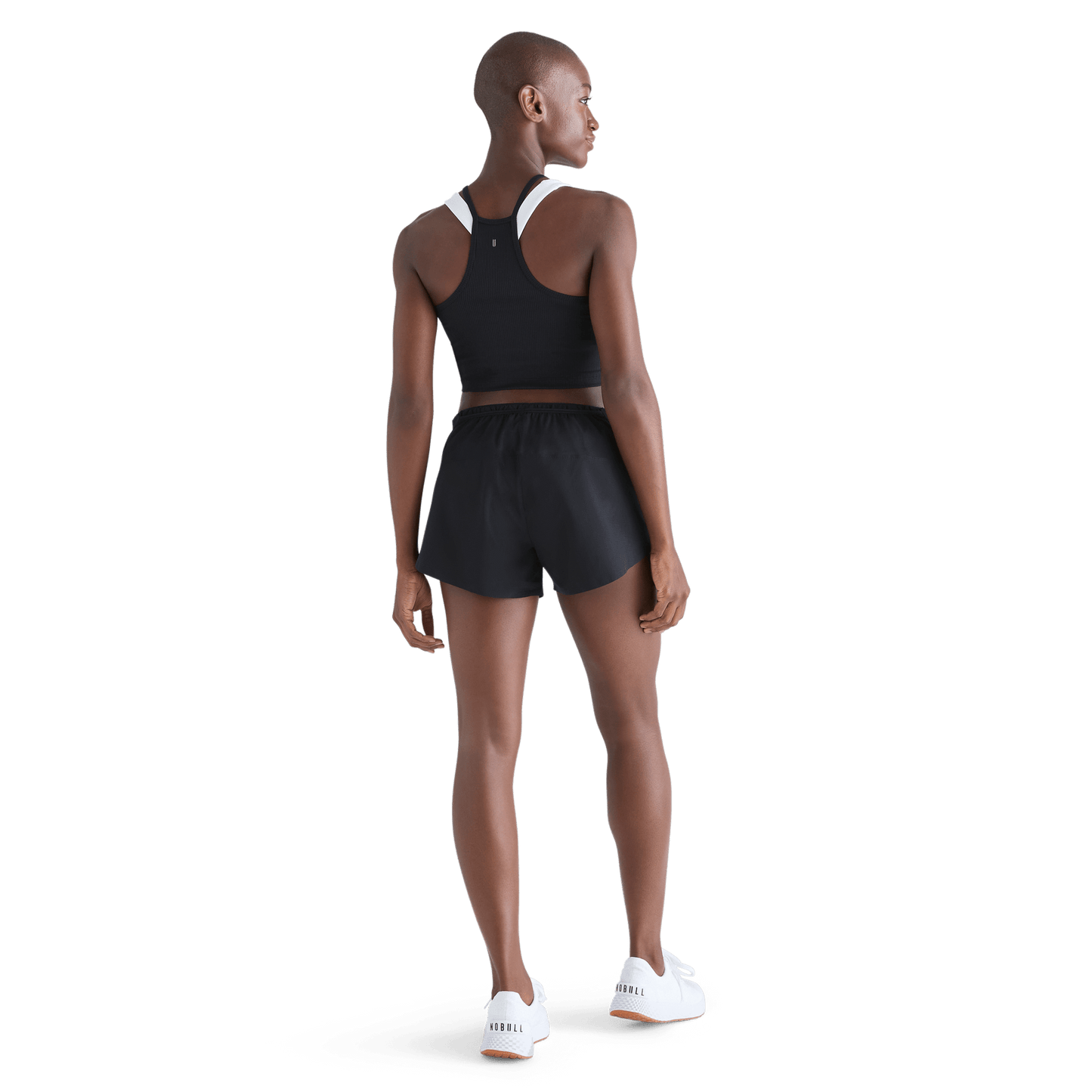 Women's Black Hybrid Short 3" Back Full Body Angle