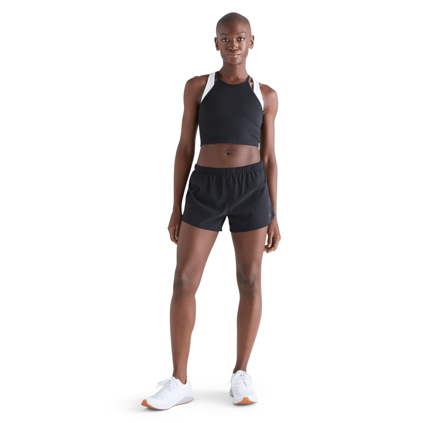 Women's Black Hybrid Short 3" Front Full Body Angle