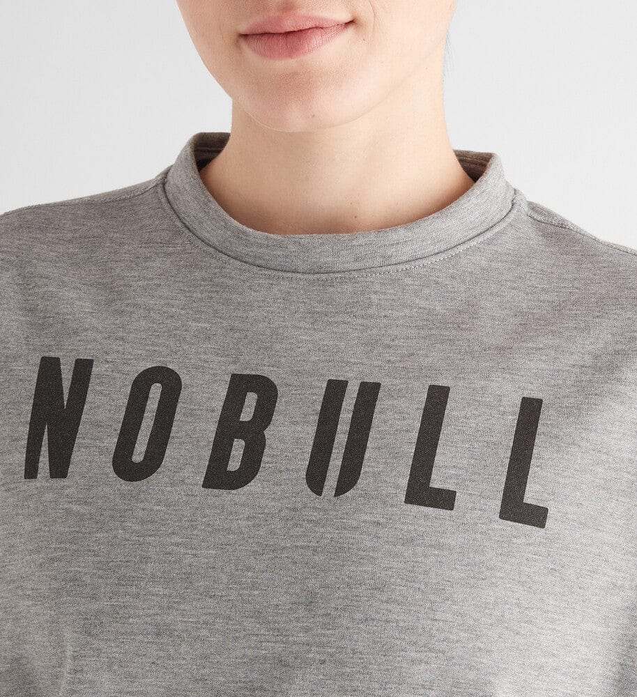 Women's Heather Grey NOBULL Crew Sweatshirt Collar Angle