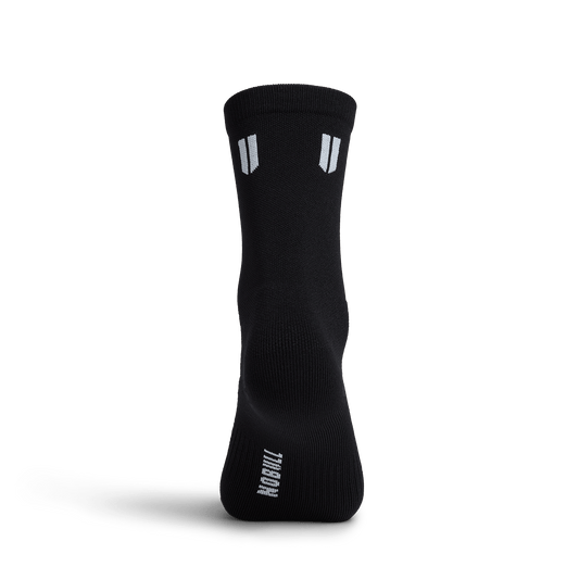 Black Crew Performance Sock Back Silhouette Angle.