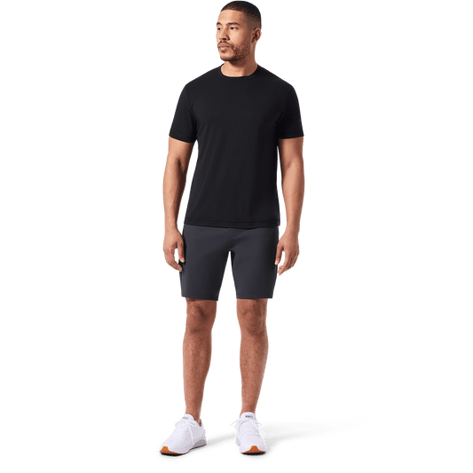 Black Public Rec Tee Front Full Body Angle.