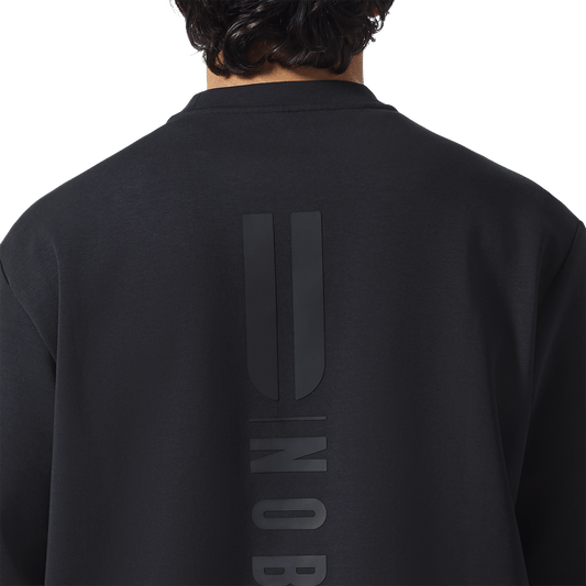 Men's Black NOBULL Elements Crew Back Detail Angle.