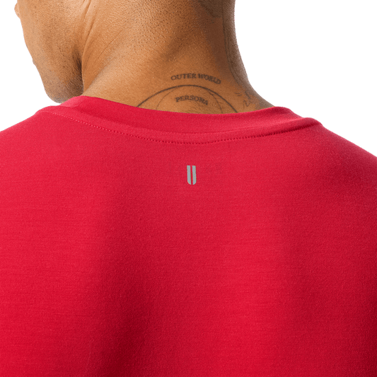 Men's Equestrian Red NOBULL Long Sleeve Back Detail Angle.