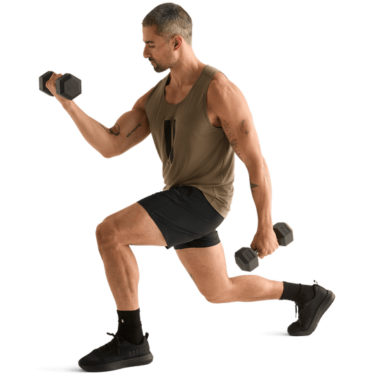 Men's Black NOBULL Rep Short 6" Unlined Short Action Shot Angle.