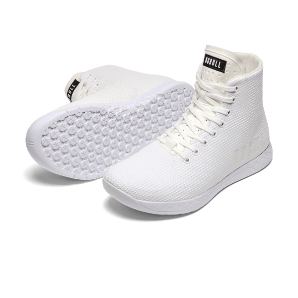 White Outwork High-Top Shoes Angled.