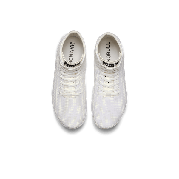 White Outwork High-Top Shoes Above Angle.