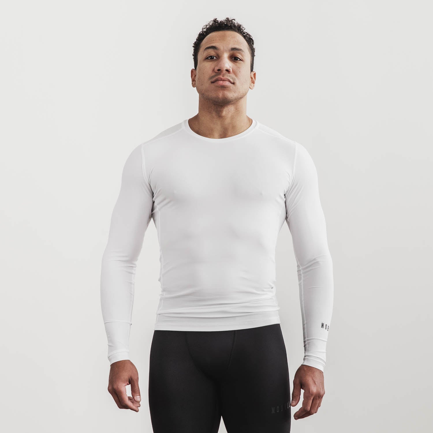 Nylon Compression Tshirt Full Sleeve Tights For Men (White
