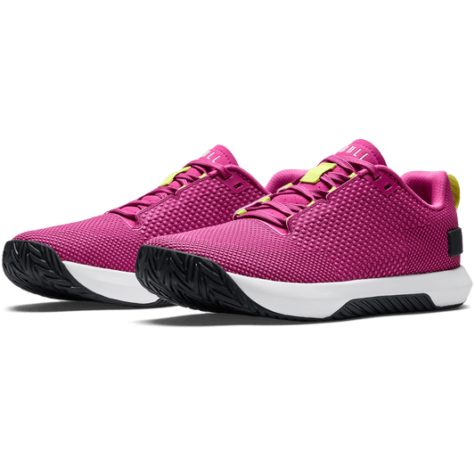 Vivid Fuchsia Classic White Jet Black Outwork Flex Shoe Front Side Angle.