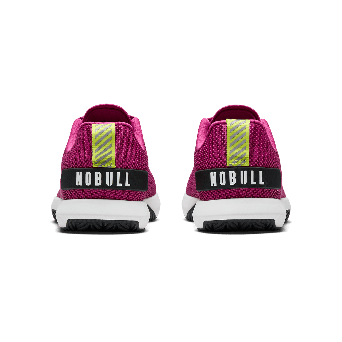 Vivid Fuchsia Classic White Jet Black Outwork Flex Shoe Back Angle.