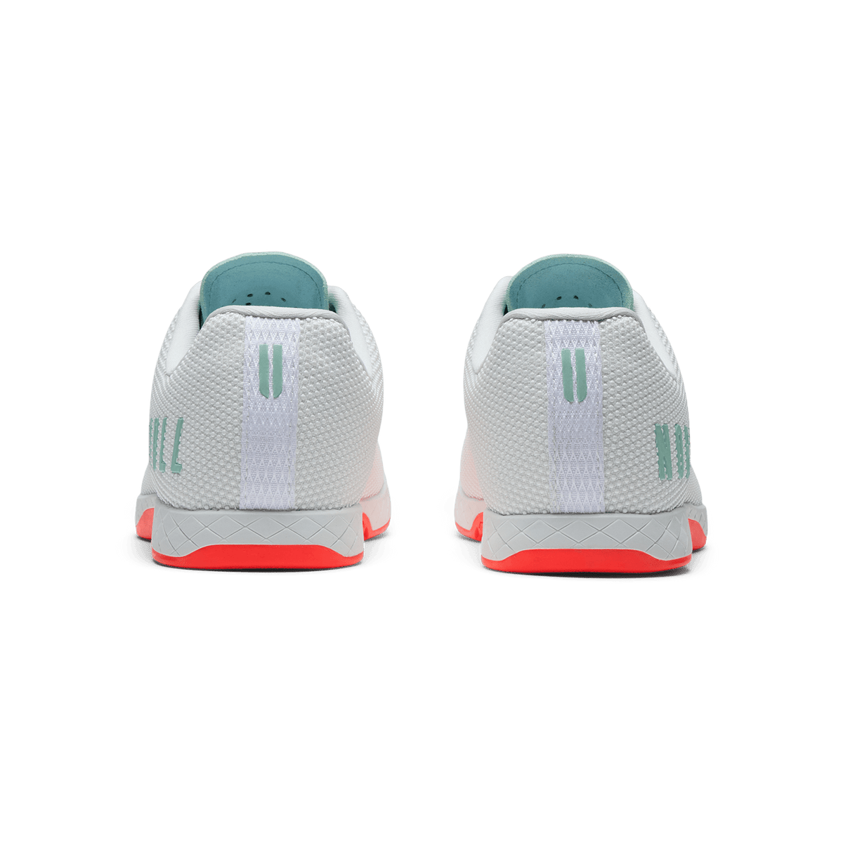 Classic White Fiery Coral Outwork Shoe Back Angle.