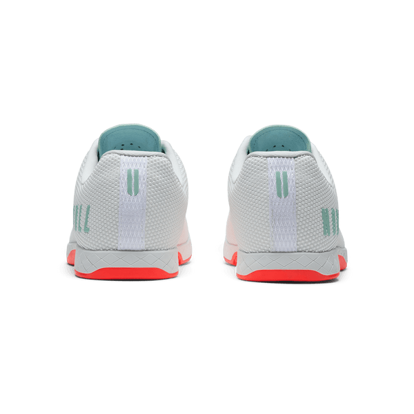 Classic White Fiery Coral Outwork Shoe Back Angle.