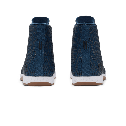Denim Outwork High-Top Shoe Back Angle.