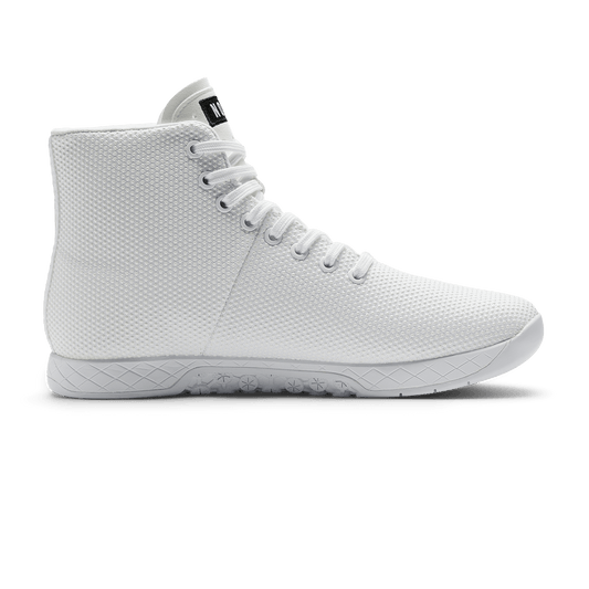White Outwork High-Top Shoe Medial Side Angle.