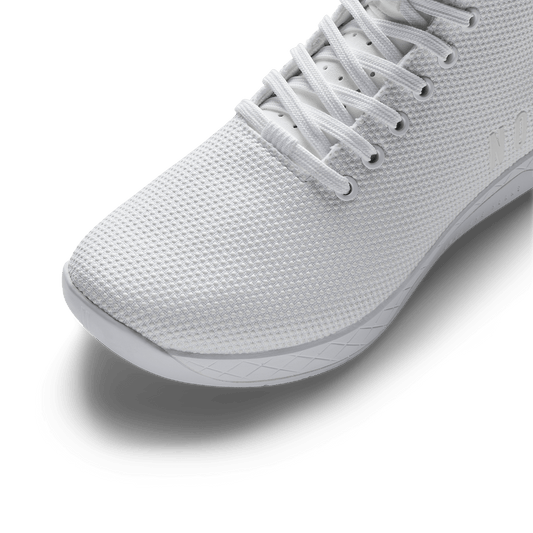 White Outwork High-Top Shoe Detail Angle.