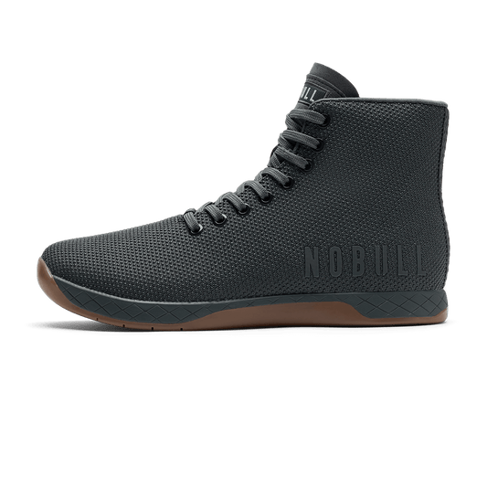Iron Outwork High-Top Shoe Side Angle.