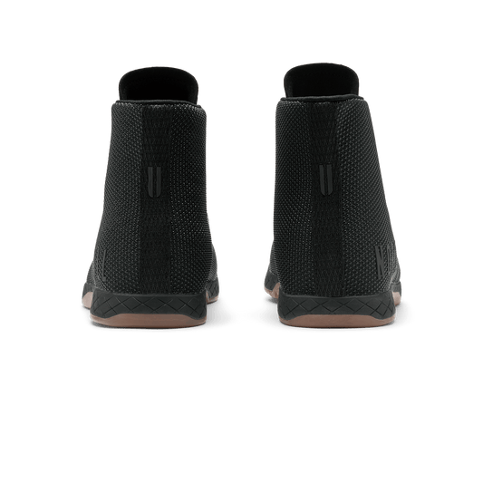 Black Gum Outwork High-Top Shoe Back Angle.