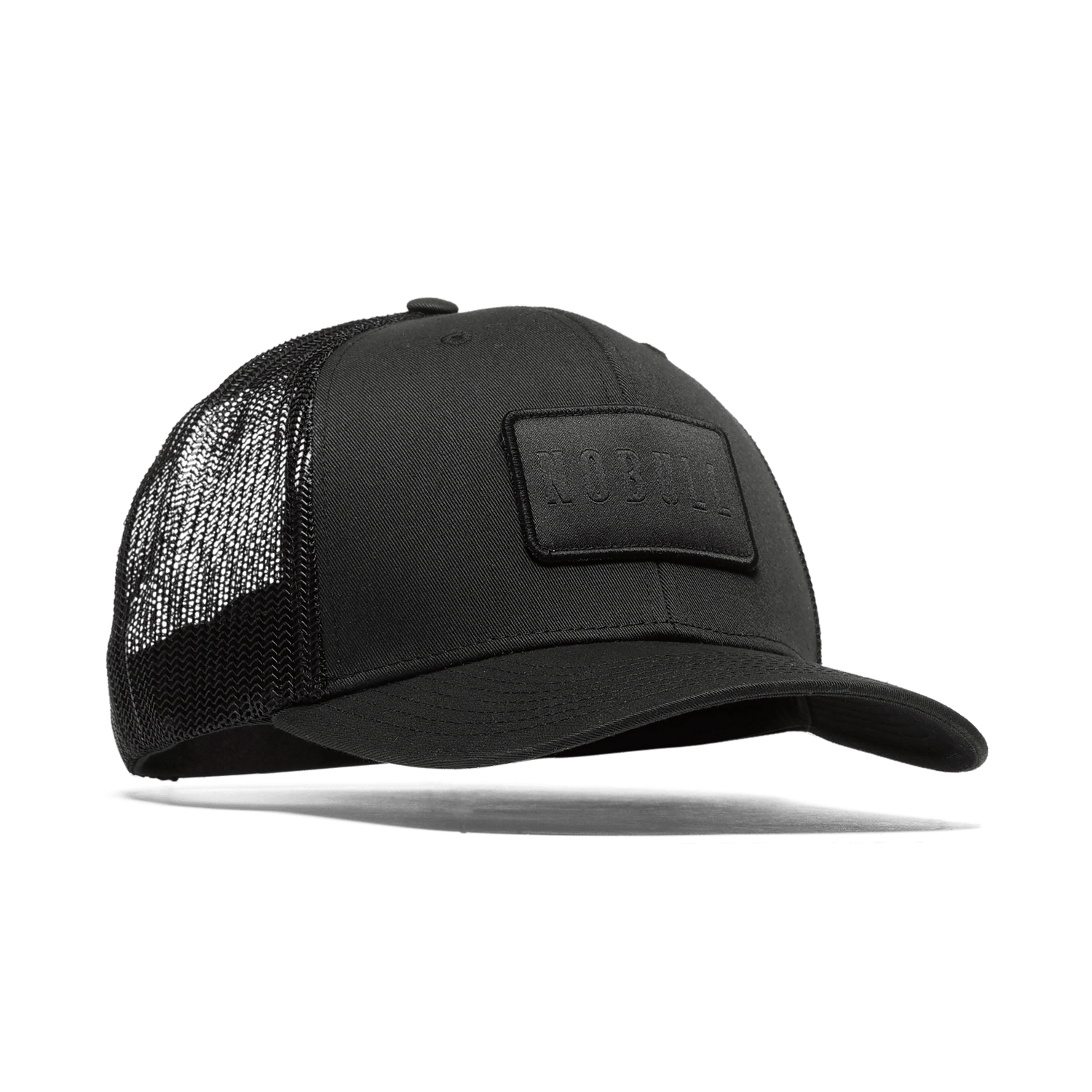 Black NOBULL Curved Brim Trucker Front Silhouette Angle